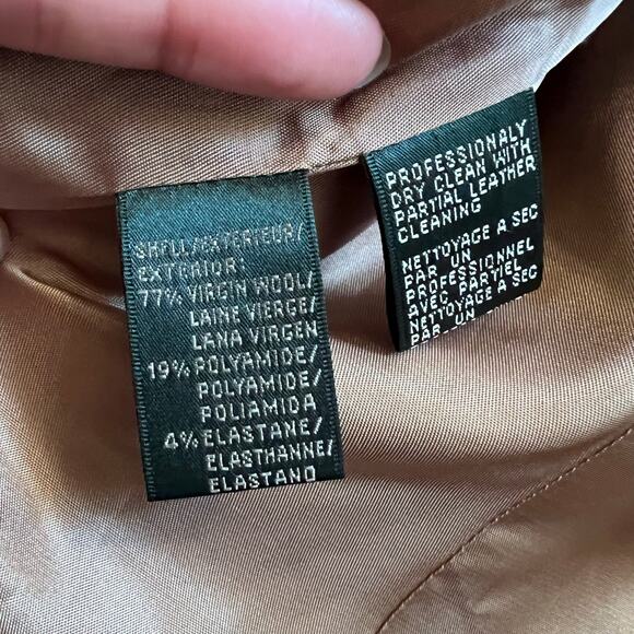 Lauren Ralph Lauren Camel Blazer Size 6P Designer Virgin Wool Oversized Blazer - Picture 12 of 12